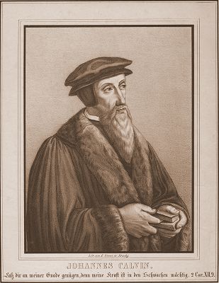 Johannes Calvin<br />Lithographie von E. Simon, Straßburg 19. Jh.