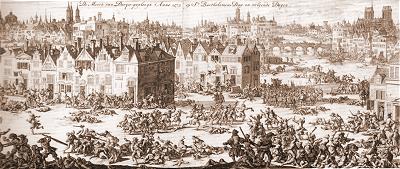 Bartholomäusnacht<br />Radierung 1696<br>von Jan und Caspar Luyken