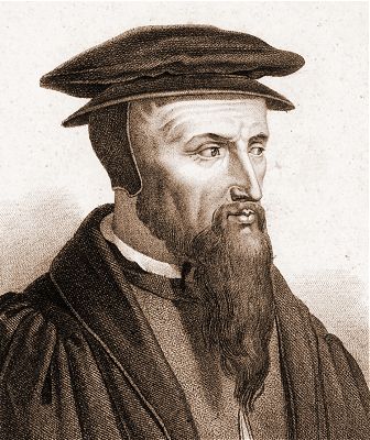 Calvin - Kupferstich von J.F. Cazenave angeblich nach Lukas Cranach, um 1820