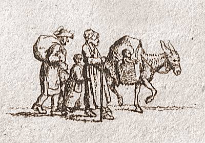 Flucht der Hugenotten - Randeinfall<br />Zeichnung 1799<br />Daniel Chodowiecki