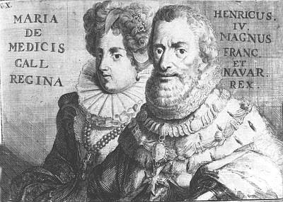 Henri IV. und Maria Medici<br>Kupferstich von R. de Hooghe, aus Ludolff, Allg. Schaubühne der Weltgeschichte