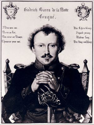 Motte Fouqué, Friedrich de la<br>1777-1843<br>Schriftsteller, Holzschnitt von F. Fleischmann